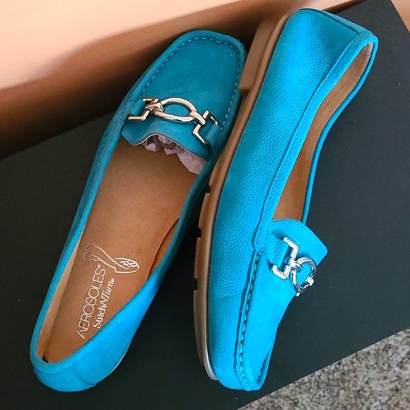 AEROSOLES Shoes - Aerosoles Stitch N Turn Blue Suede Slip-On Driving Moccasin/ Loafers!! CLEAN!